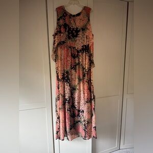 ASOS Pink and Black Caped Floral Maxi Dress